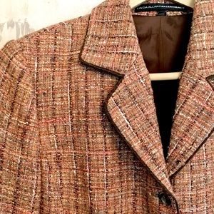 Linda Allard EllenTracy Golden Brown Tweed Blazer 12/14